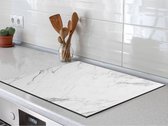 Inductie Beschermer 60x52 cm - wit marmer - Marmer - Kookplaataccessoires - Afdekplaat voor kookplaat - Anti slip mat - Keuken decoratie - Inductiemat - Beschermmat voor fornuis