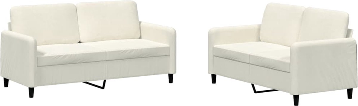 vidaXL - 2-delige - Loungeset - fluweel - crèmekleurig