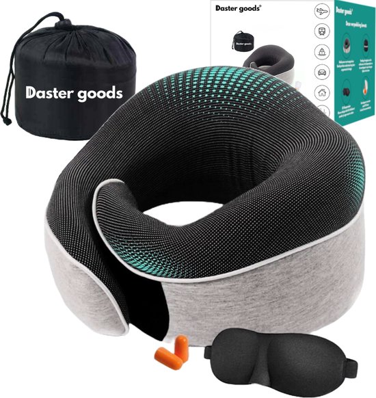 Daster goods® - Nekkussen - Luxe Reiskussen Set - Vliegtuig - Auto - Inclusief Oordoppen en Slaapmasker