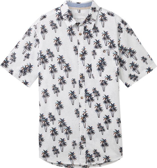 TOM TAILOR printed cotton linen shirt Heren Overhemd - Maat XXXL