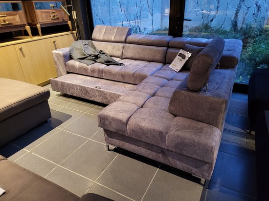 canapé d'angle pablo droit - velours gris clair - avec fonction couchage et espace de rangement - salon d'angle avec lit et espace de rangement - seatenbedden.be