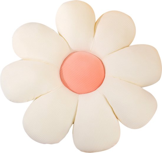 IL BAMBINI - Bloem kussen wit - Bloemvormig kussen - Aesthetic kussen met bloem vorm - Kussen Bloemen - Flower Power - X-Large - 70 x 70 cm