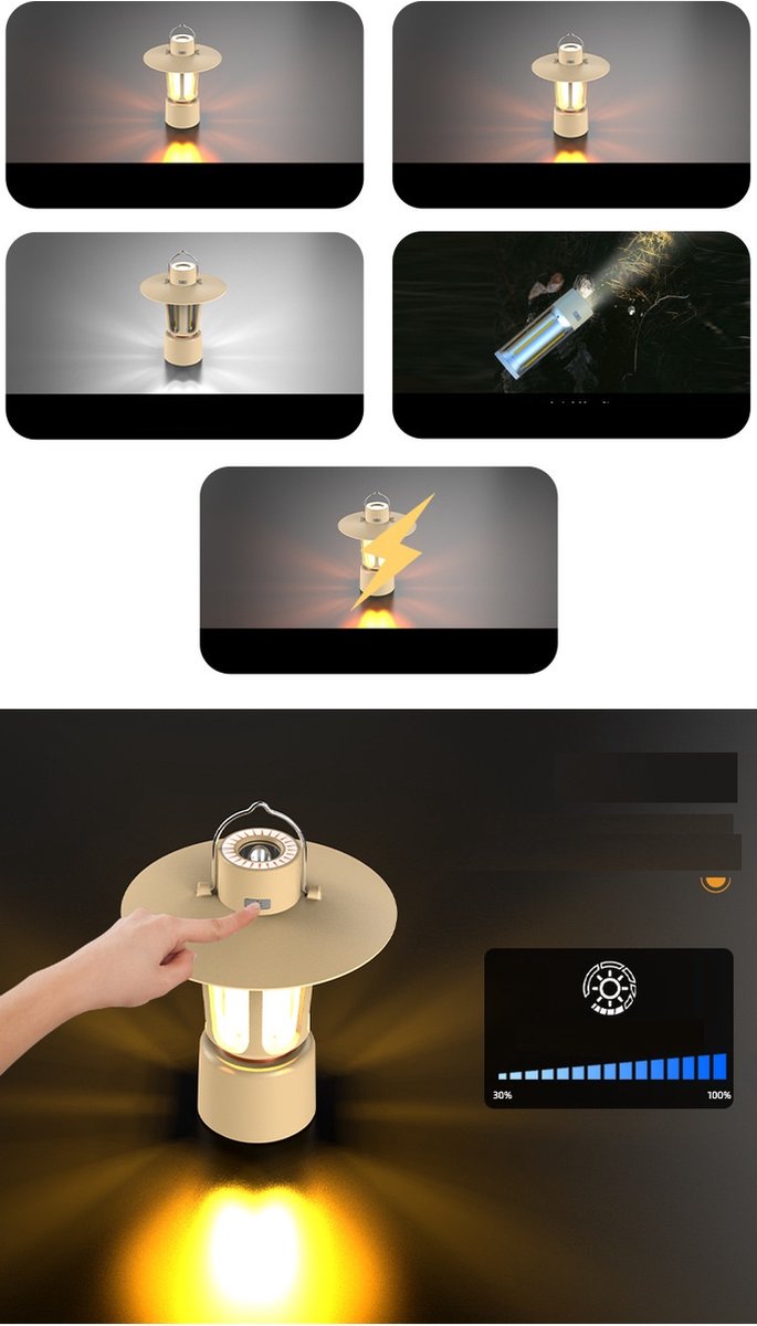 CNL Sight® Camping Lamp-tentlamp-kamplantaarn-Oplaadbare kampeerlamp - kampeerlantaarn - draagbare LED-lamp - Noodverlichting met COB LED-licht - Voor Camping Wandellamp Buiten Gebruik binnenshuis van CNL Sight® — afbeelding 5