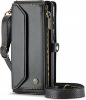 Geschikt voor CaseMe Samsung Galaxy S24 Plus - Zipper Book Case Hoesje - Zwart