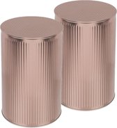 Set de 2x boîtes de rangement/boîtes de rangement avec couvercle à clic - couleur rose/or en étain métal avec taille 11 x 17,6 cm