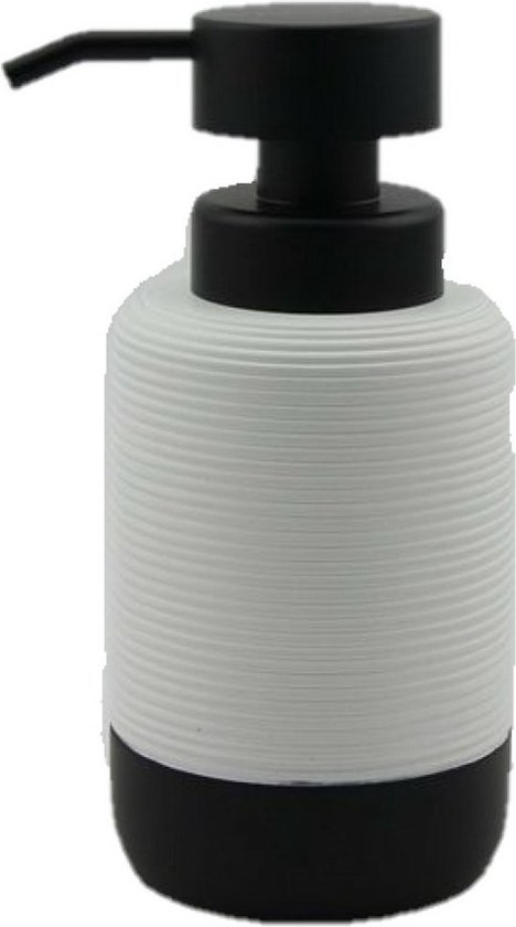Articles - Pompe/distributeur de savon - classique - blanc/noir - céramique - 10 x 17 cm
