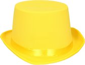 Fiestas Guirca verkleed hoge hoed - geel - voor volwassenen - carnaval kleuren thema accessoires