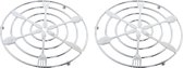 2x stuks chroom pannenonderzetters rond zilver met bestek patroon 20 cm