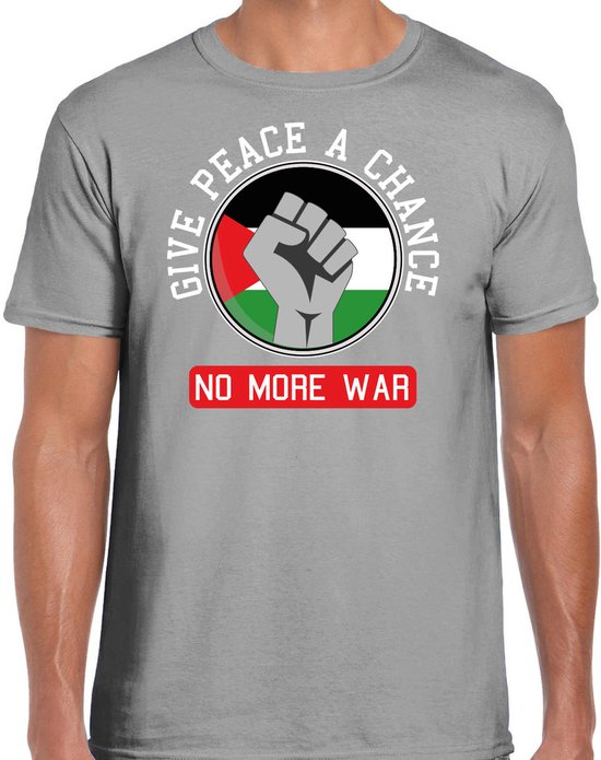 Bellatio Decorations T-shirt de Protest pour hommes - Palestine - donner une chance à la paix - gris - paix L