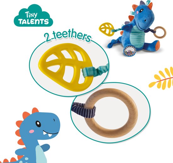 SES - Tiny Talents - Tex - Sensory T-rex - stimuleert zintuigen - lekker zacht - dinosaurus knuffel - baby speelgoed - Dinosaurus Speelgoed van SES — afbeelding 3
