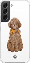 Casimoda® hoesje - Geschikt voor Samsung Galaxy S22 - Labradoodle - Shockproof case - Extra sterk - TPU/polycarbonaat - Bruin/beige, Transparant