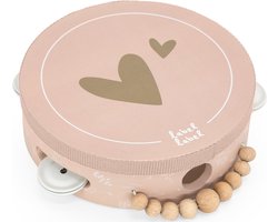 foto van Label Label - Houten Tamboerijn - Roze - Muzikaal Speelgoed voor Kinderen - Gemakkelijk Vast te Houden - Geschikt voor Kindjes vanaf 12 Maanden