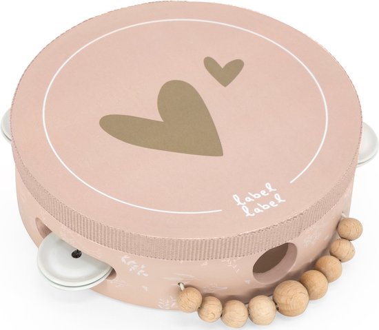 Label Label - Houten Tamboerijn - Roze - Muzikaal Speelgoed voor Kinderen - Gemakkelijk Vast te Houden - Geschikt voor Kindjes vanaf 12 Maanden
