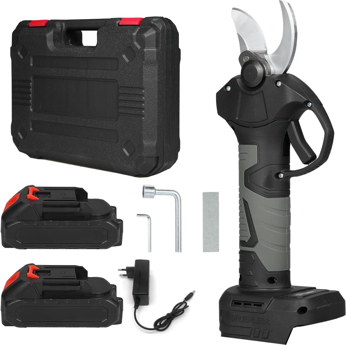 Elektrische snoeischaar Met 2 accu's Accu snoeischaar Elektrische snoeischaar met accu takkenschaar Inclusief koffer Must have voor in de tuin!