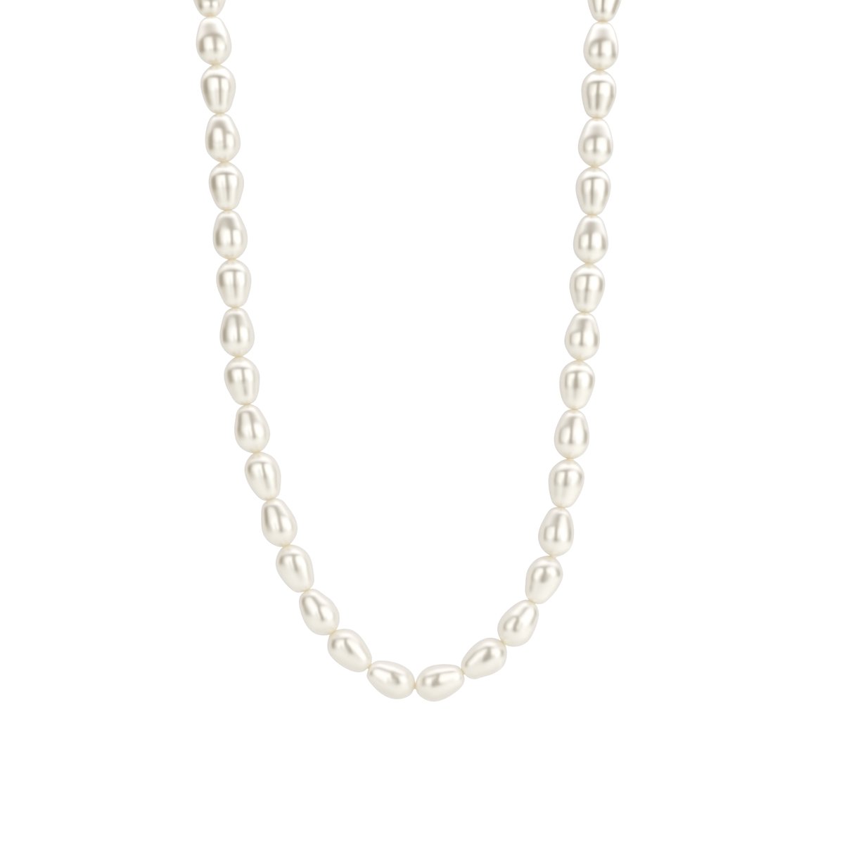 TI SENTO Dames Ketting - 925 zilver - Wit parel - Maat 42 - 3994PW