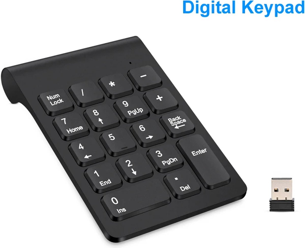 Elementkey MBNT2 Mini USB 2.4ghz Draadloos Numeriek Toetsenbord - 18 Toetsen - Digitaal Toetsenbord - Geschikt voor Laptop Windows Android Notebook Tabletten PC etc - Zwart