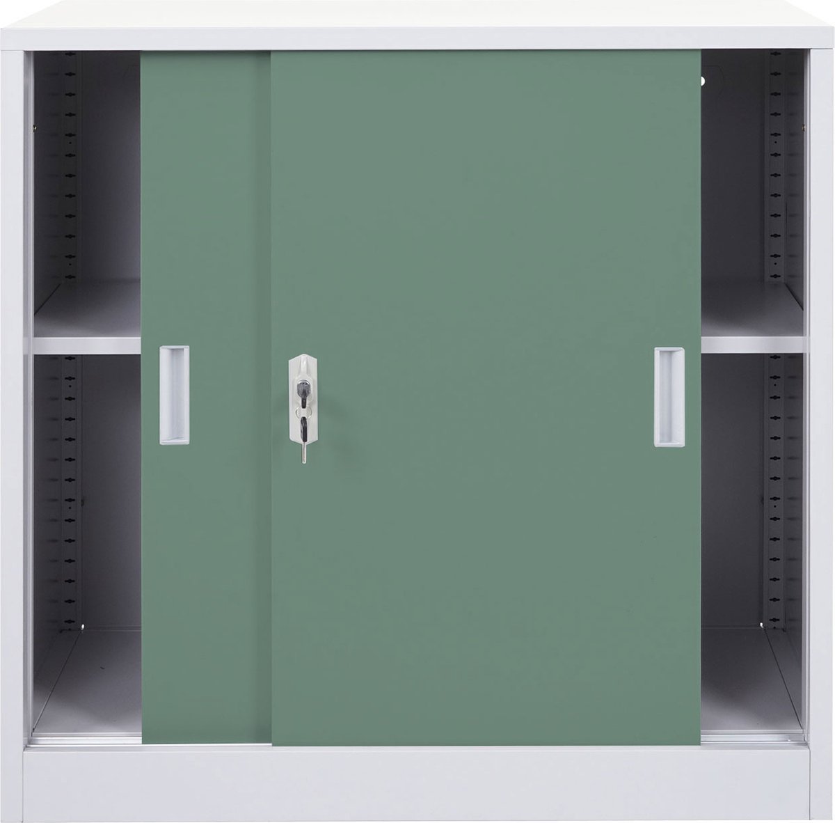 Cosmo Casa Archiefkast - Stalen Kast - Kantoor Kast - met Afsluitbare Schuifdeuren - 90x90x45cm - Groen