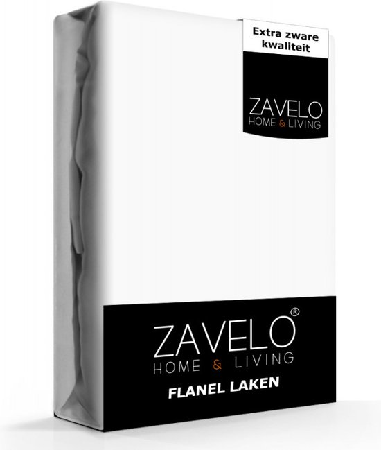 Zavelo Deluxe Flanel Laken Wit - Lits-jumeaux (240x300 cm) - 100% katoen - Extra Dik - Zware Kwaliteit - Hotelkwaliteit