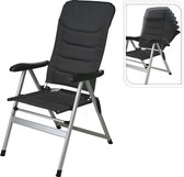 Campingstoel - Met 7-standen - Inklapbaar - Aluminium en polyester - Zwart en Zilver - 1 stoel