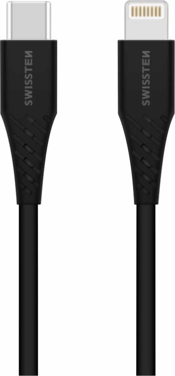 Swissten Kevlar USB-C naar Lightning kabel voor – iPhone oplader – 1 M – Zwart
