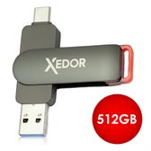 Clé USB Xedor® 512 GB Pro - USB C et USB A 3.2 Gen2 - Téléchargement 560 Mo/s - Convient pour iPhone 15 (Pro) et Android
