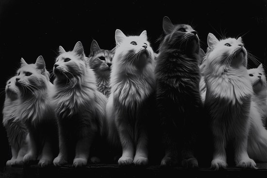 Kattenposter | Groep Katten | Dierenposter | Wanddecoratie | Kitten Poster | Poster Kittens | 51x71cm | B2 Poster | Muurposter | MT | Geschikt om in te lijsten