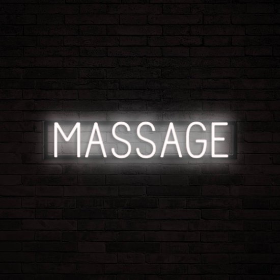 MASSAGE - Lichtreclame Neon LED bord verlicht | SpellBrite | 75,19 x 16 cm | 6 Dimstanden & 8 Lichtanimaties | Reclamebord neon verlichting