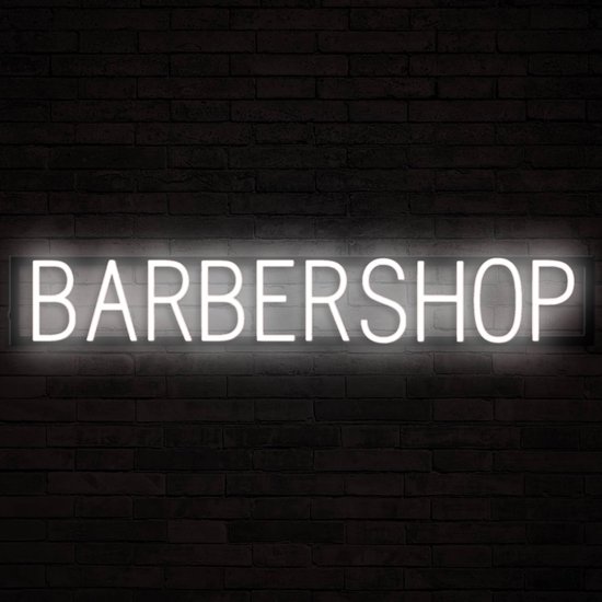 BARBERSHOP - Néon publicitaire Enseigne Néon LED éclairée | SortBrite | 98,36 x 16 cm | 6 modes de gradation et 8 animations lumineuses | Éclairage au néon pour panneaux publicitaires