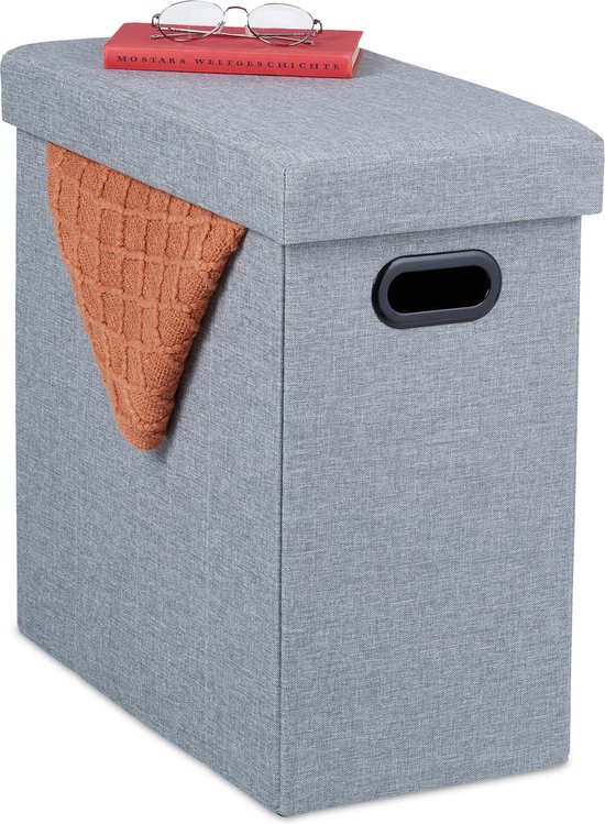 Pouf Relaxdays avec espace de rangement - pouf assise allongée - poignée - pouf de rangement - tissu