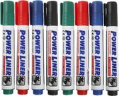 Whiteboard markers Power Liners - 2x - 4 kleuren - punt van 4 mm - school en kantoor artikelen