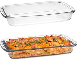 Marinex Ovenschaal van borosilicaat glas - 2x - rechthoek - 2.2 Liter - 34 x 21 x 5 cm - serveerschaal