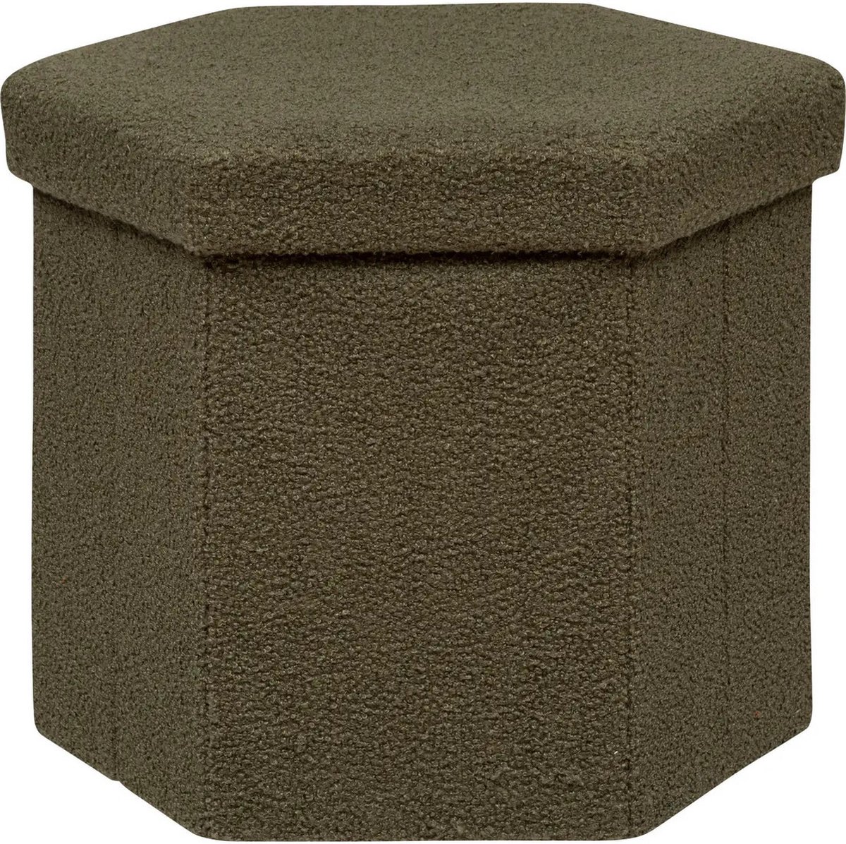 Atmosphera Poef/krukje/Hocker Jako - Opvouwbaar/Opslag box 60L - Olijfgroen - D40 x H38 cm - MDF/polyester Ivoorwit