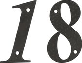 AMIG Huisnummer 18 - massief gesmeed staal - 10cm - incl. bijpassende schroeven - zwart