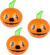 Opblaasbare Halloween decoraties - 3x - Pompoen - oranje/zwart - 35 cm - pvc kunststof