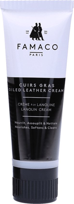 Famaco Oiled Leather Cream - Verzorgende Creme voor Vet-Geolied leer - 300 Black / Noir - 75ml