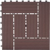 WPC vloertegel Rhone, houtlook balkon/terras, 11x elk 30x30cm = 1m² ~ Premium, koffie offset