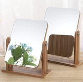 Miroir de table à cadre en bois réglable avec support Miroir de bureau avec support Miroir cosmétique Miroir cosmétique Pliable HD Rectangle Autoportant Miroir de salle de bain Miroir mural (Jaune)