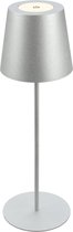 BRILONER - Snoerloze tafellamp - 7508014 - Touch - In hoogte verstelbaar - Verwisselbare batterij - Verwisselbare voet - Ø36 x 10,5 cm - Zilverkleurig
