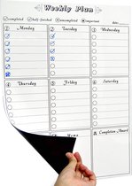 Magnetische weekplanner voor koelkast, maaltijdplanner, whiteboard en kalender, notitiebord of agenda voor dagelijkse taken