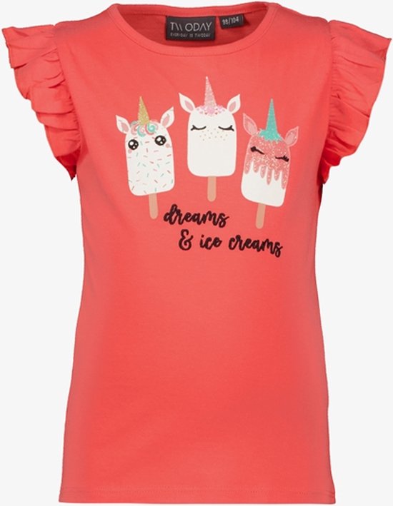 T-shirt fille TwoDay avec licornes et paillettes - Rouge - Taille 92