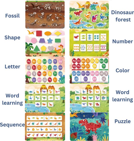 Montessori Activiteitenboek - Montessori Speelgoed - Doeboek Dino Speelgoed 4 jaar 5 jaar - Stickerboek- Dinosaurus Speelgoed voor Jongens en Meisjes 3,4,5 Jaar - Montessori Speelgoed 2 3 4 5 jaar - Sensorisch Speelgoed 2 jaar