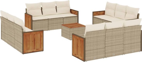 vidaXL-13-delige-Loungeset-met-kussens-poly-rattan-beige
