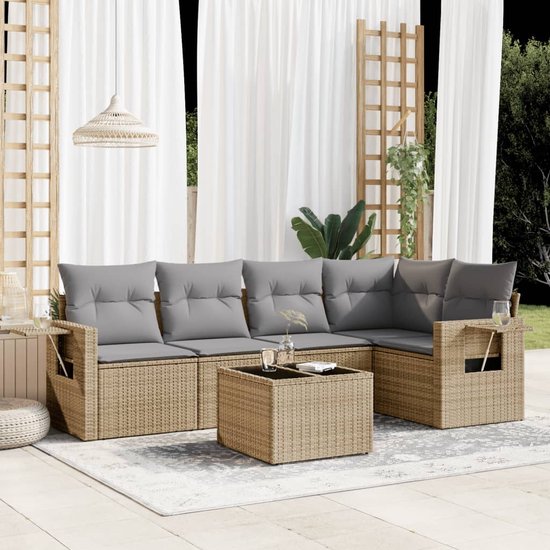 vidaXL-6-delige-Loungeset-met-kussens-poly-rattan-beige