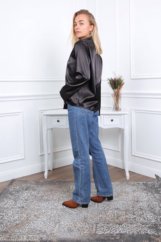 Magnifique blouse en satin noir - taille S