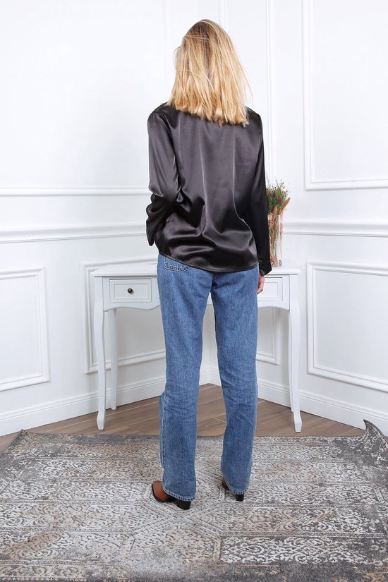 Magnifique blouse en satin noir - taille S