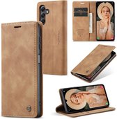 CaseMe Book Case - Convient pour Samsung Galaxy A15 Case - Marron