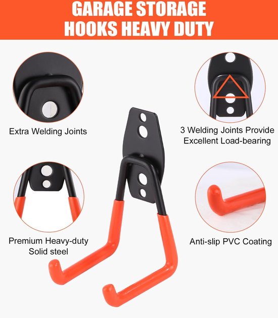 Gerätehalter Für Schienen Gerätehalter Für Wand - 2er Set Metall Haken Für Besen, Schaufeln & Gartengeräte Hochklappbar Werkzeughalter - Foto 4