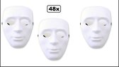48x Grimeermasker face wit - Grimeer masker Carnaval wand deco thema feest decoratie festival schilderen