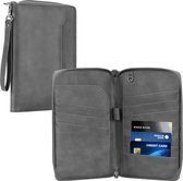 Navaris familie paspoorthouder reisportemonnee - Voor 6 paspoorten - Reisdocumenten vak aan de buitenkant - RFID bescherming - PU leer - Zwart