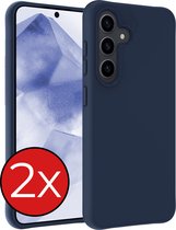 Hoesje Geschikt voor Samsung A55 Hoesje Siliconen Case Hoes - Hoes Geschikt voor Samsung Galaxy A55 Hoes Cover Case - Donkerblauw - 2 PACK